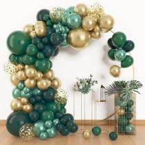 Kit Arco de Balões Garland Amandir Verde e Dourado - 153 Unidades Kit Arco de Balões Garland Amandir Verde e Dourado - 153 Unidades