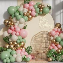 Kit Arco de Balões GIHOO Rosa e Verde - 137 Unidades