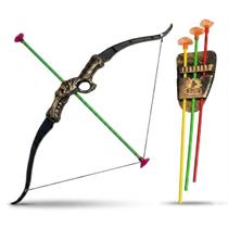 Kit Arco E 3 Flecha Ventosa Infantil Medieval Brinquedo 38cm