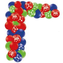 Kit Arco Fácil Balões Super Mario Bros com Fita - 48 unid Kit Arco Fácil Balões Super Mario Bros com Fita - 48 unid