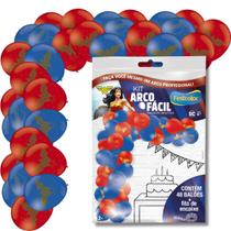 Kit Arco Fácil com Bexiga Decorativa Temática p/ Comemorações Mulher Maravilha 48 Unidades Festcolor