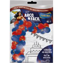 Kit Arco Fácil com Bexiga Decorativa Temática p/ Comemorações Mulher Maravilha 48 Unidades Festcolor