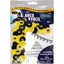Kit Arco Fácil com Bexiga Decorativa Temática para Comemorações - Batman - 48 Unidades - Festcolor