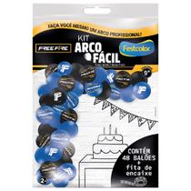 Kit Arco Fácil com Bexiga Decorativa Temática para Comemorações Free Fire - 48 Unidades - Festcolor