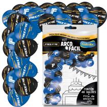 Kit Arco Fácil com Bexiga Decorativa Temática para Comemorações Free Fire - 48 Unidades - Festcolor
