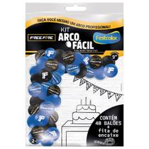 Kit Arco Fácil com Bexiga Decorativa Temática para Comemorações Free Fire - 48 Unidades - Festcolor Kit Arco Fácil com Bexiga Decorativa Temática para Comemorações Free Fire - 48 Unidades - Festcolor