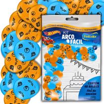 Kit Arco Fácil com Bexiga Decorativa Temática para Comemorações Hot Wheels - 48 Unidades - Festcolor