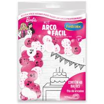 Kit Arco Fácil De Balões (Tema: Barbie - Tam.: 9") - Contém 48 Unidades + Fita De Encaixe - Festcolor