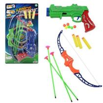 Kit Arco Flecha Brinquedo Com Pistola Colorido Brincadeira