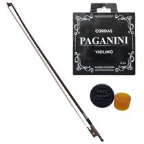 KIT Arco Para Violino 4/4 + Jogo de Cordas Paganini+Breu cl