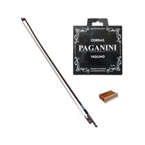KIT Arco Para Violino 4/4+Jogo de Cordas Paganini+Breu Smart