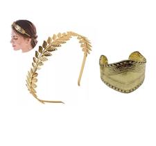 Kit Arco Tiara Coroa Deusa Grega C/ 1 Bracelete