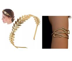 Kit Arco Tiara Coroa Deusa Grega C/ 1 Bracelete