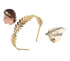 Kit Arco Tiara Coroa Deusa Grega C/ 1 Bracelete