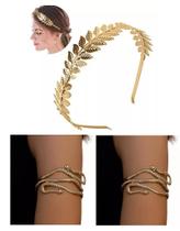 Kit Arco Tiara Coroa Deusa Grega C/ 2 Braceletes