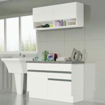 Kit área De Serviço 120cm Com Armário E Balcão Branco Mades Kit área De Serviço 120cm Com Armário E Balcão Branco Mades