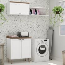 Kit Área de Serviço Acquaflex 100% Mdf com Armário, Balcão e Nicho com Metalon