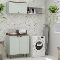 Kit Área de Serviço Balcão 2 Portas e Armário Aéreo 100% Mdf Acquaflex