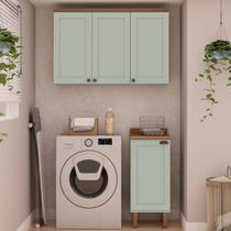 Kit Área de Serviço com 2 Módulos com Portas Provençais para Lavanderia 100% MDF Verde/Ébano/Mint Kit Área de Serviço com 2 Módulos com Portas Provençais para Lavanderia 100% MDF Verde/Ébano/Mint