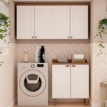Kit Área de Serviço com 3 Módulos com Portas Provençais para Lavanderia 100% MDF Branco Kit Área de Serviço com 3 Módulos com Portas Provençais para Lavanderia 100% MDF Branco