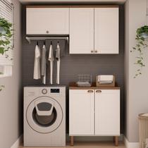 Kit Área de Serviço com 3 Módulos com Portas Provençais para Lavanderia 100% MDF Branco Kit Área de Serviço com 3 Módulos com Portas Provençais para Lavanderia 100% MDF Branco