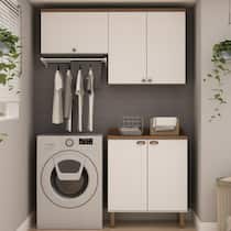 Kit Área de Serviço com 3 Módulos com Portas Provençais para Lavanderia 100% Mdf Kit Área de Serviço com 3 Módulos com Portas Provençais para Lavanderia 100% Mdf