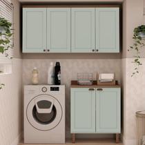 Kit Área de Serviço com 3 Módulos com Portas Provençais para Lavanderia 100% MDF Verde/Mint Kit Área de Serviço com 3 Módulos com Portas Provençais para Lavanderia 100% MDF Verde/Mint