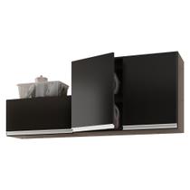 Kit Área de Serviço e Lavanderia com 02 Armários Aéreo 80cm 100% MDF Preto - Desk Design