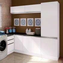 Kit Área De Serviço Madesa Acordes 100% MDF com Armário e Balcão de Canto - Portas Branco Brilho Kit Área De Serviço Madesa Acordes 100% MDF com Armário e Balcão de Canto - Portas Branco Brilho