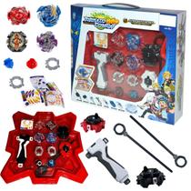 Kit Arena Beyblade Tornado Gyro Combat Com Lançadores e Grip Super Arena Profissional Bey