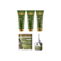 Kit Argan Liss Pos Escova Maxihair-5 Artigos