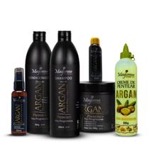 Kit Argan Premium Pós Progressiva 6 Produtos (Com Creme de Pentear, Óleo Reparador 60ml e Óleo Umectante)
