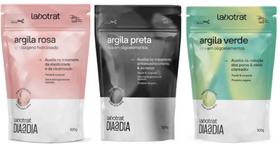 Kit Argila Preta Verde Rosa Pó Facial Corporal Labotrat 100g