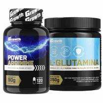 Kit Arginina 120 Caps + Glutamina Pura 250g Growth Supplements
