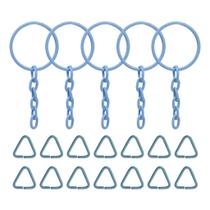 Kit Argola 23mm Para Chaveiro e Triângulo Terminal Azul 100 Unidades