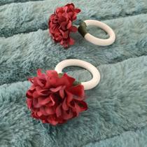 Kit argola Porta Guardanapo natal flor crisantemo vinho 6 un