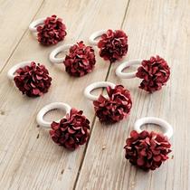 Kit argola Porta Guardanapo natal flor crisantemo vinho 8 un