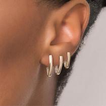 Kit Argolas Presente Feminino Rommanel Banhado Ouro 18k Lindo Elegante