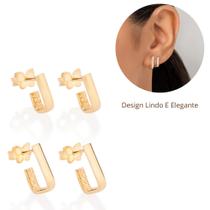 Kit Argolas Rommanel Feminina Banhadas Ouro 18k Lindas Primeiro Segundo Furo 527241