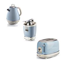 Kit ariete espremedor chaleira e torradeira vintage azul 220v