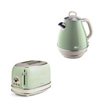KIT ARIETE VINTAGE VERDE TORRADEIRA 2 FATIAS 6 NIVEIS DE TOSTAGEM 750W E CHALEIRA 1,7L BASE 360º GRAUS 1500W 127V