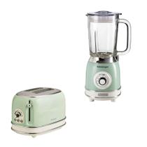 KIT ARIETE VINTAGE VERDE TORRADEIRA ELÉTRICA 2 FATIAS 6 NIVEIS DE TOSTAGEM 750W LIQUIDIFICADOR 1,5L 1000W 220v