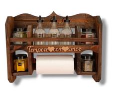 Kit Armarinho de Parede Garrafinhas Potes Vidro Temperos Galheteiro