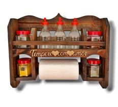 Kit Armarinho de Parede Garrafinhas Potes Vidro Temperos Galheteiro