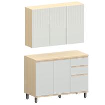 Kit Armário Aéreo 3 Portas E Balcão De Cozinha 120 Cm Aurora Cinza Cristal Pet/cinza Cristal Kit Armário Aéreo 3 Portas E Balcão De Cozinha 120 Cm Aurora Cinza Cristal Pet/cinza Cristal