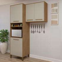 Kit Armário Aéreo 80cm 2 Portas e Paneleiro com Nicho 2 Portas Salvador