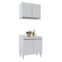 Kit Armário Aéreo Balcão 02s Loren 80cm Branco Kit Armário Aéreo Balcão 02s Loren 80cm Branco