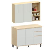 Kit Armário Aéreo Com Nicho E Balcão De Cozinha 120 Cm Aurora Cinza Cristal Pet/cinza Cristal Kit Armário Aéreo Com Nicho E Balcão De Cozinha 120 Cm Aurora Cinza Cristal Pet/cinza Cristal