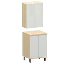 Kit Armário Aéreo e Balcão 2 Portas 60 cm Aurora