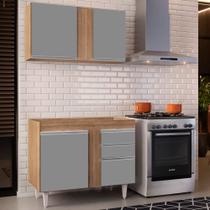 Kit Armário Aéreo e Balcão de Cozinha Lavanderia Aurora sem Tampo Castanho 100 cm L06 - D'Rossi